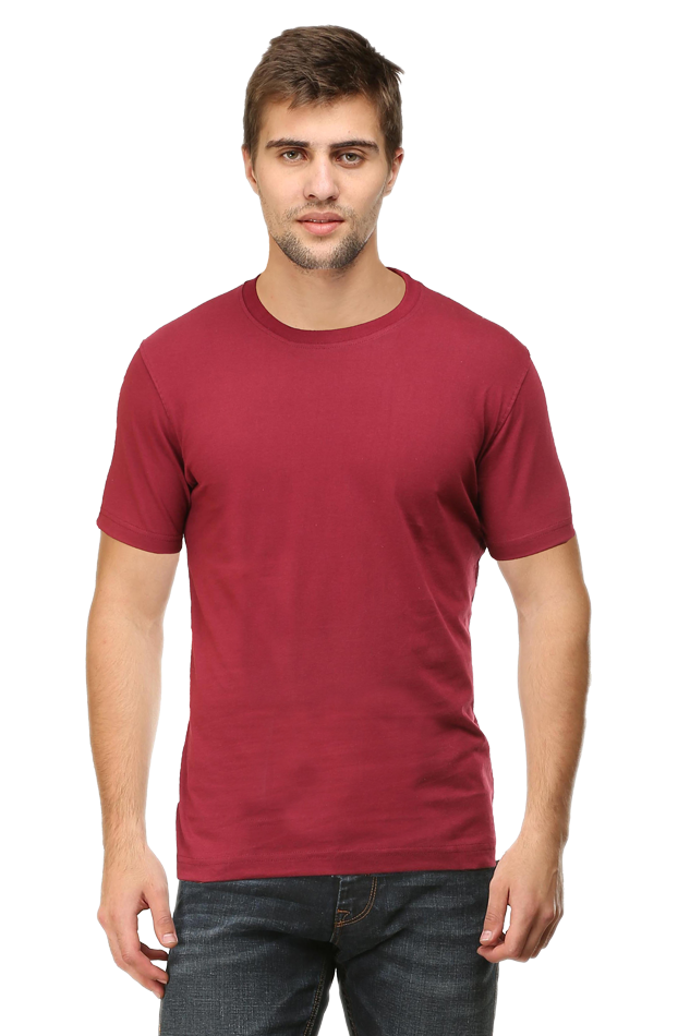 solid round neck tshirt maroon