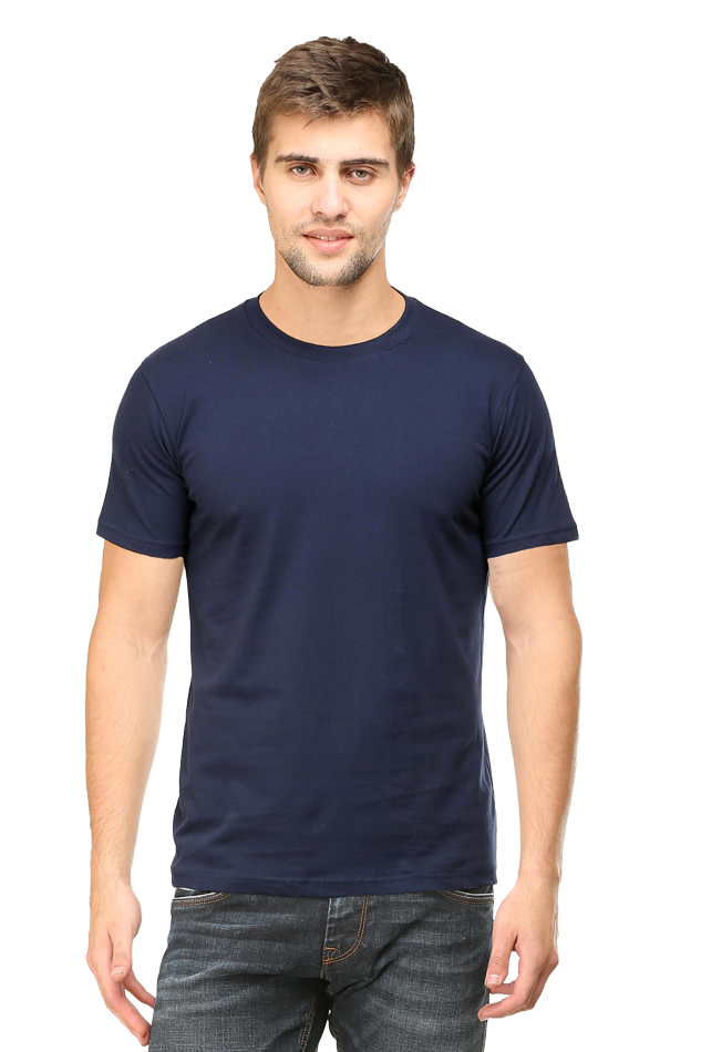 Solid Round Neck tshirt navy blue