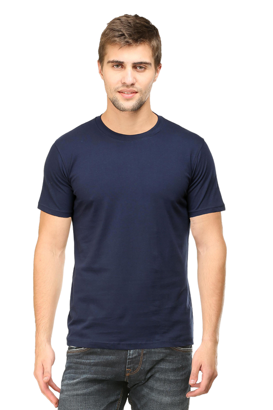 Solid Round Neck tshirt navy blue