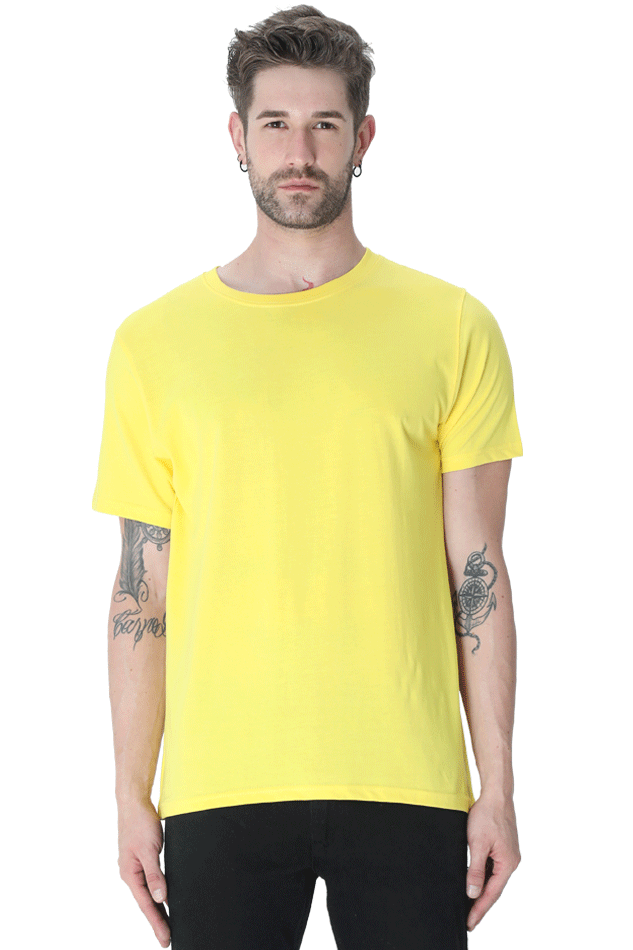 solid round neck tshirt New Yellow