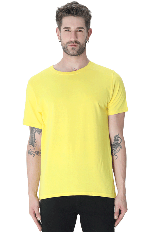 solid round neck tshirt New Yellow