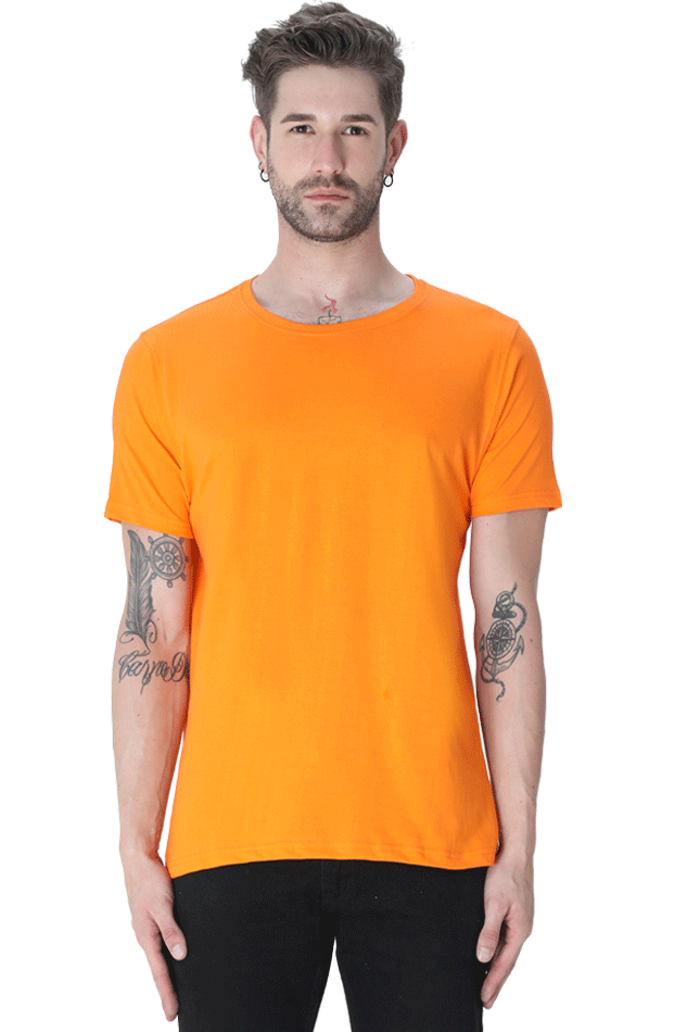 solid round neck tshirt Orange