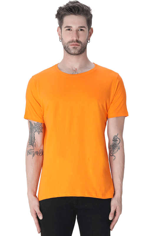 solid round neck tshirt Orange