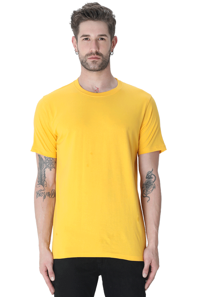 solid round neck tshirt Golden Yellow