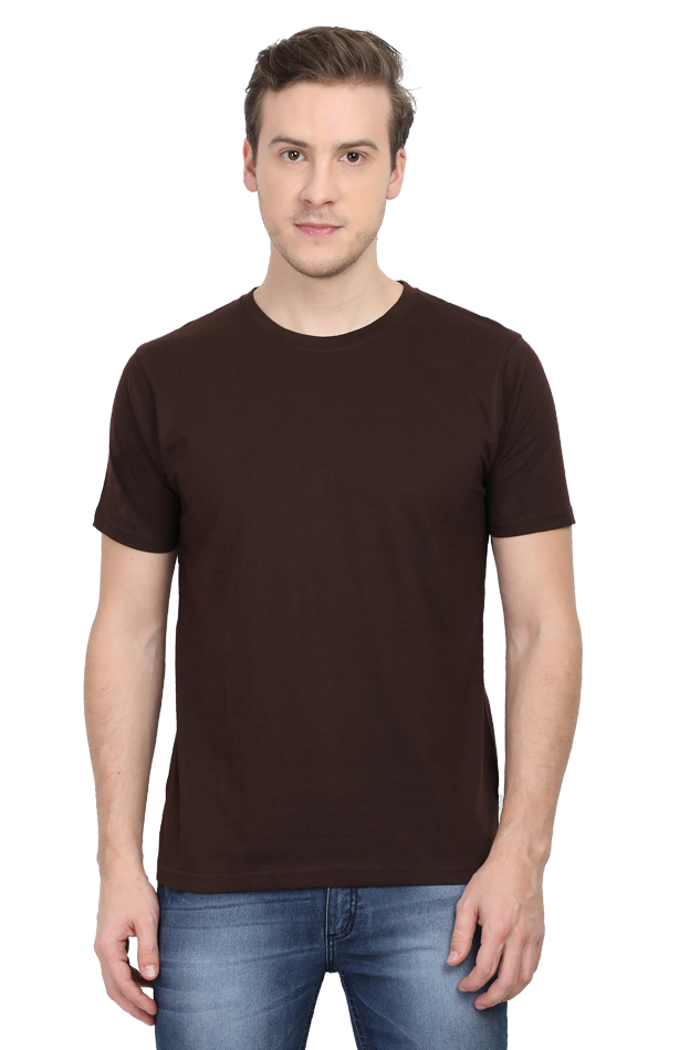 solid round neck tshirt Coffee Brown