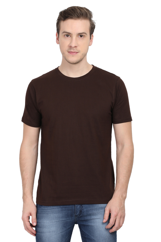 solid round neck tshirt Coffee Brown