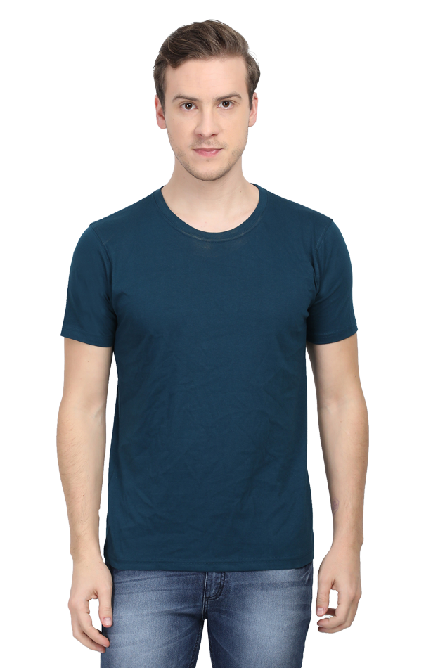 solid round neck tshirt Petrol Blue