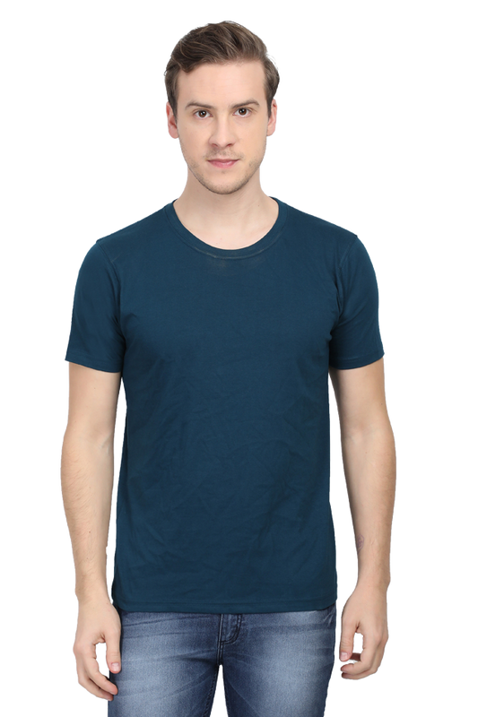 solid round neck tshirt Petrol Blue