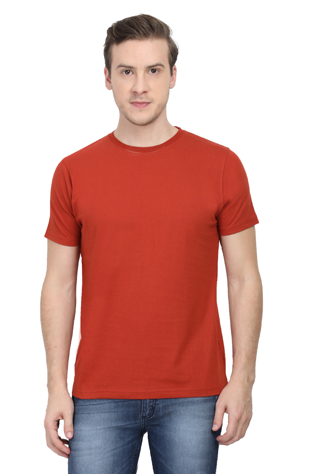 solid round neck tshirt brick red