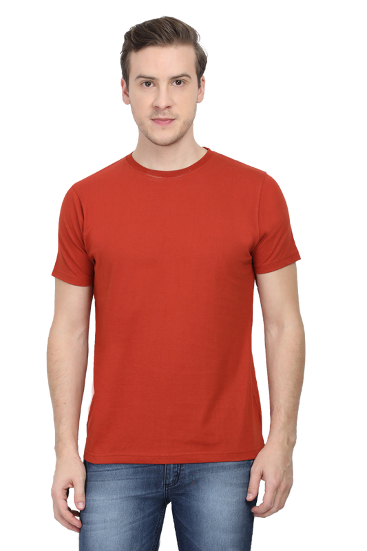 solid round neck tshirt brick red