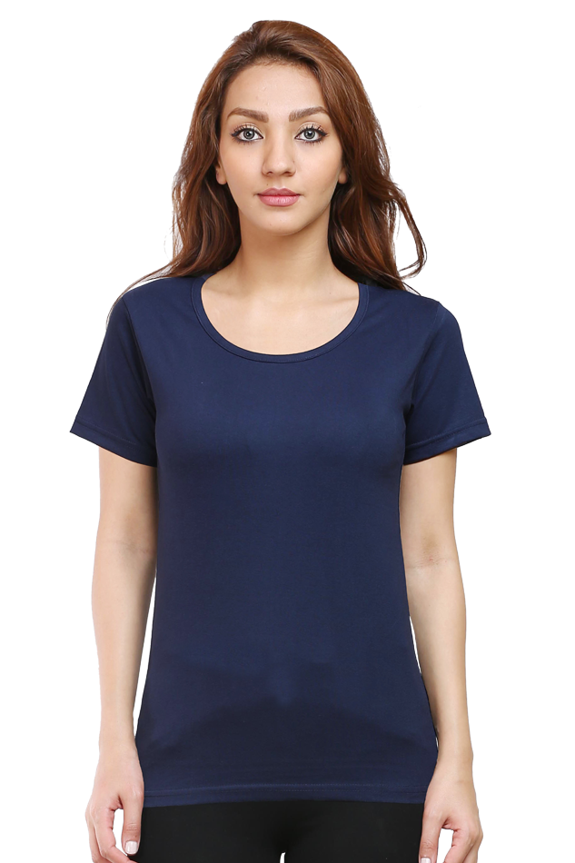 female solid tshirt navy blue