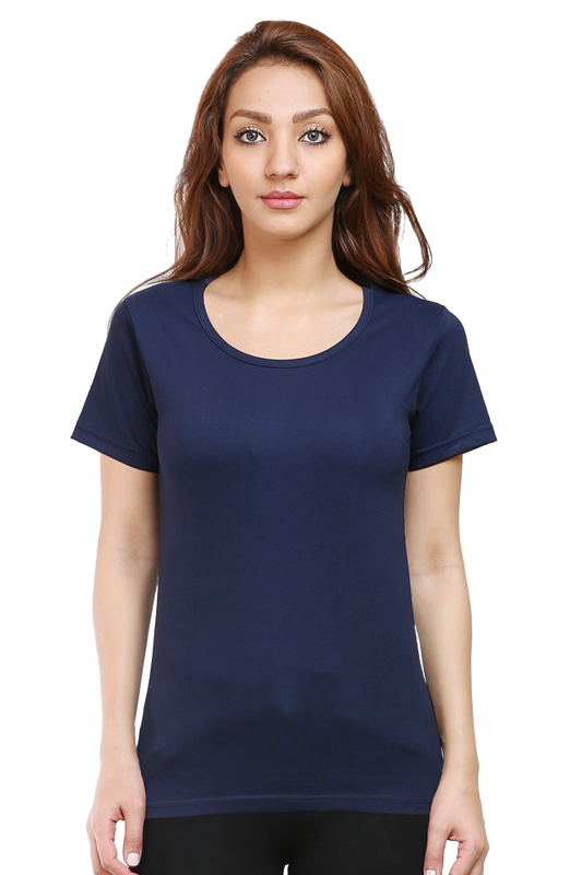 female solid tshirt navy blue