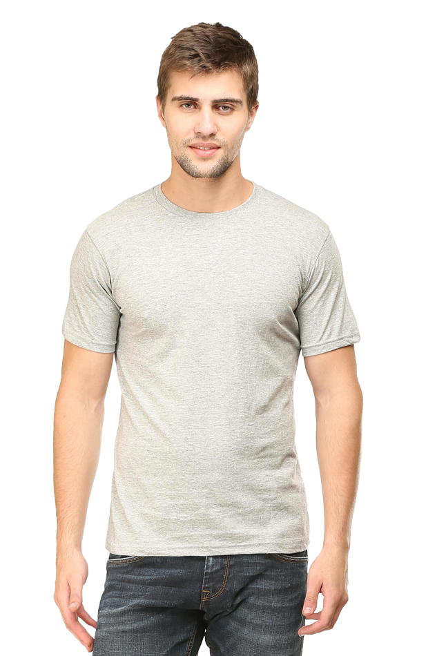 Solid Round Neck tshirt grey melange