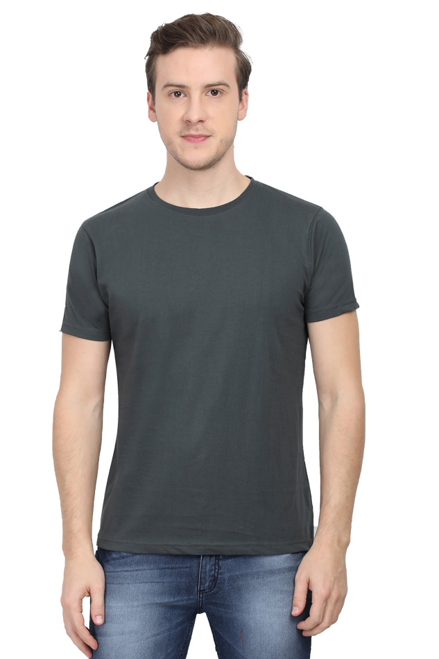 solid round neck tshirt Steel Grey