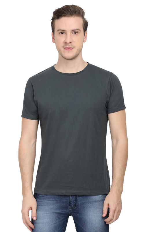 solid round neck tshirt Steel Grey