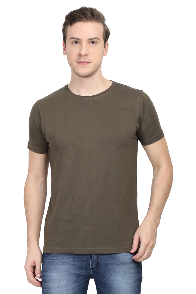 solid round neck tshirt Olive Green