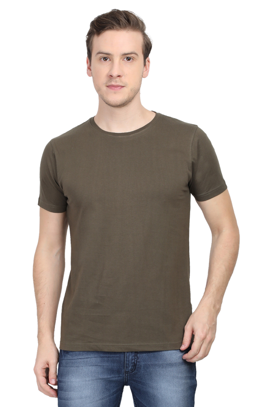 solid round neck tshirt Olive Green