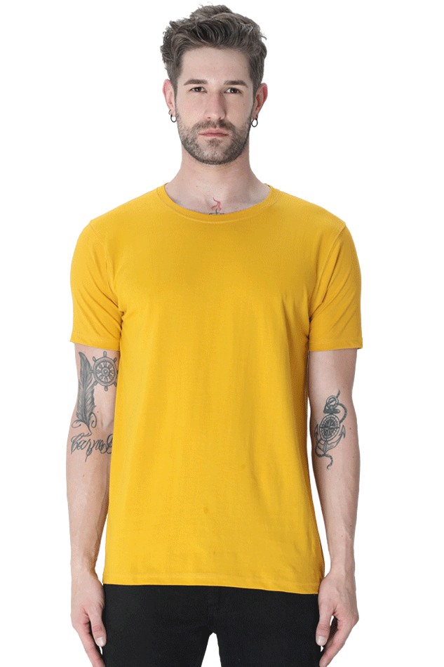 solid round neck tshirt Mustard Yellow