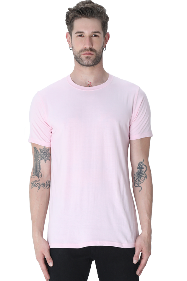 solid round neck tshirt Light Baby Pink