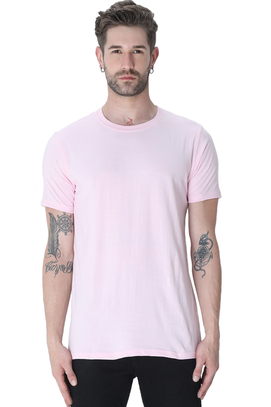 solid round neck tshirt Light Baby Pink