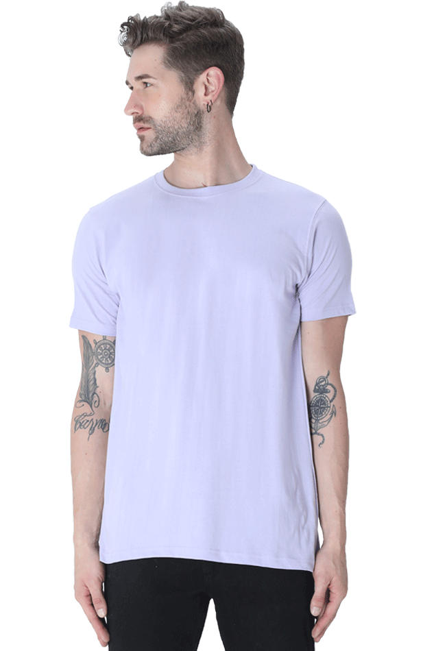 solid round neck tshirt Lavender