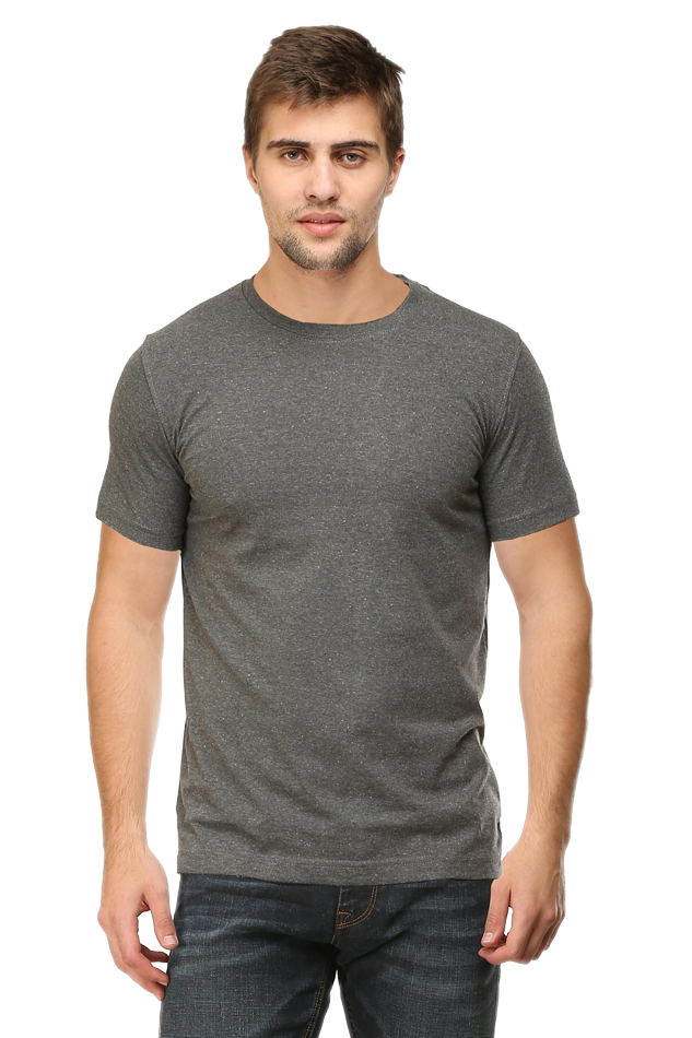 Solid Round Neck tshirt Charcoal melange