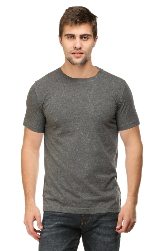 Solid Round Neck tshirt Charcoal melange