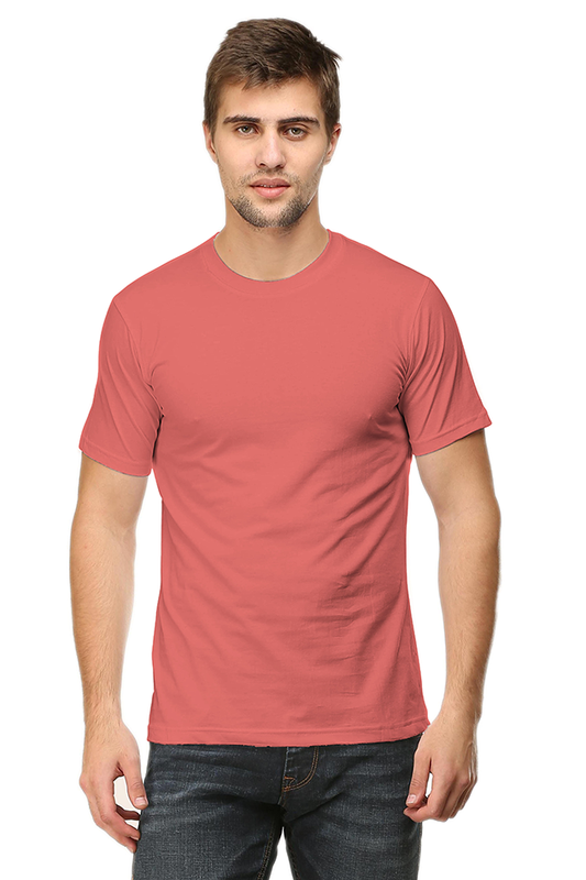 solid round neck tshirt coral