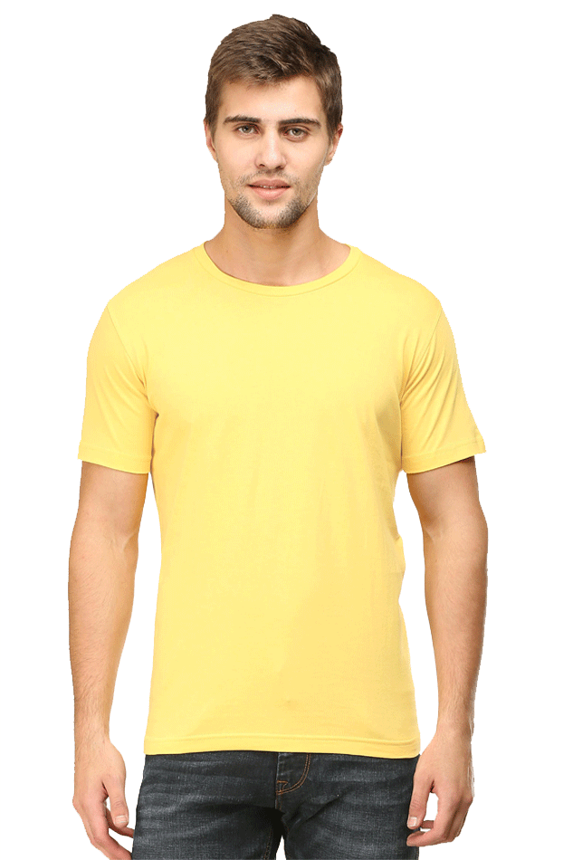 Solid Round Neck tshirt Yellow