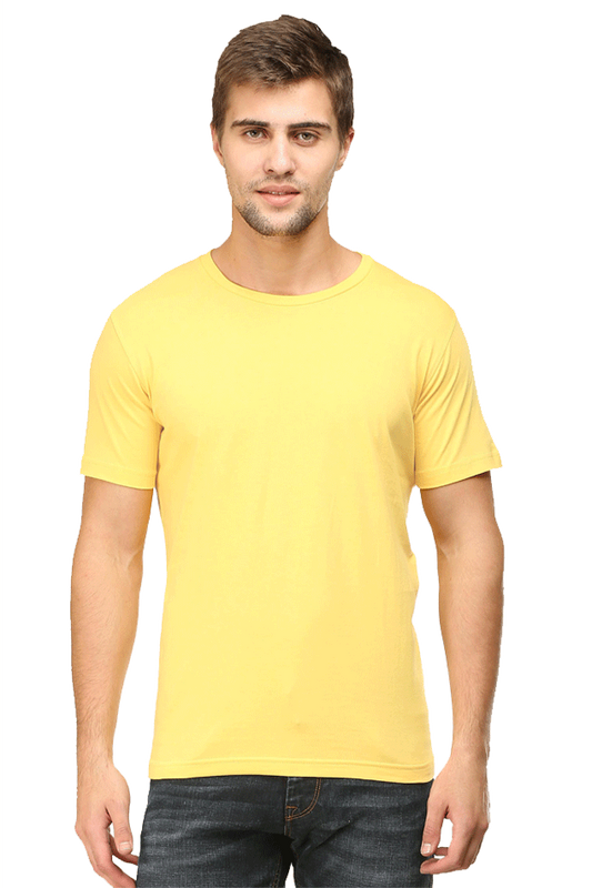 Solid Round Neck tshirt Yellow