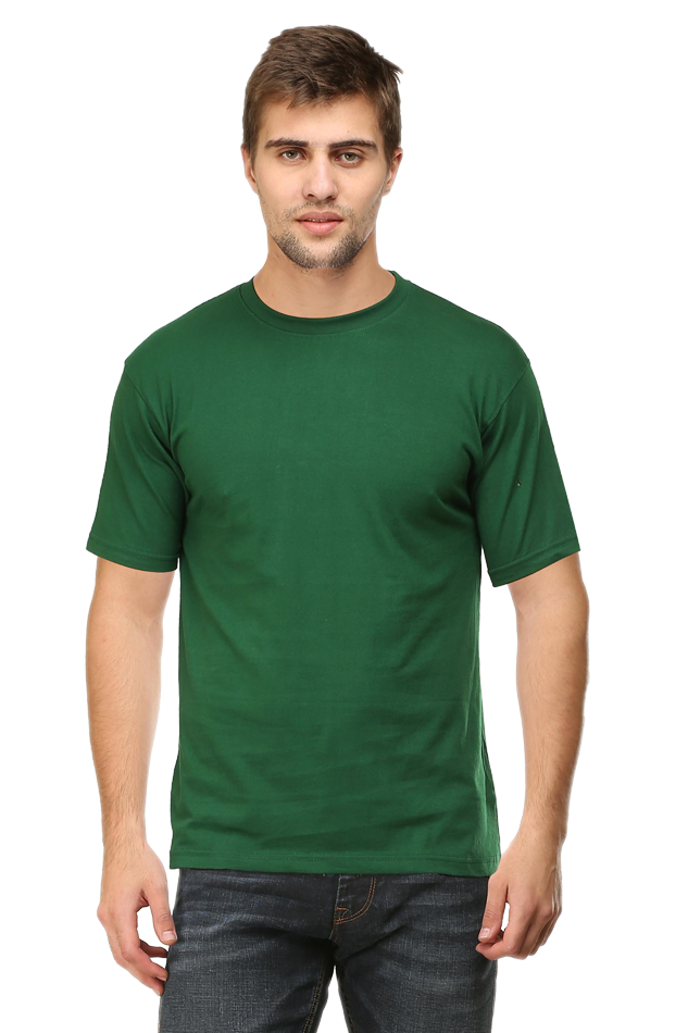 Solid Round Neck tshirt Bottle Green