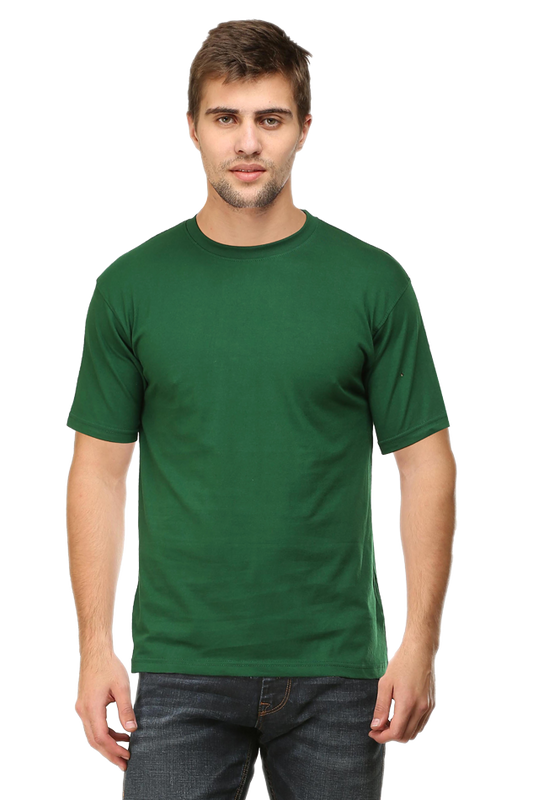 Solid Round Neck tshirt Bottle Green