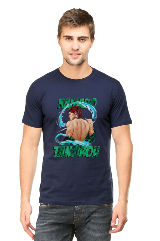 Tanjiro kamado demon slayer tshirt navy blue